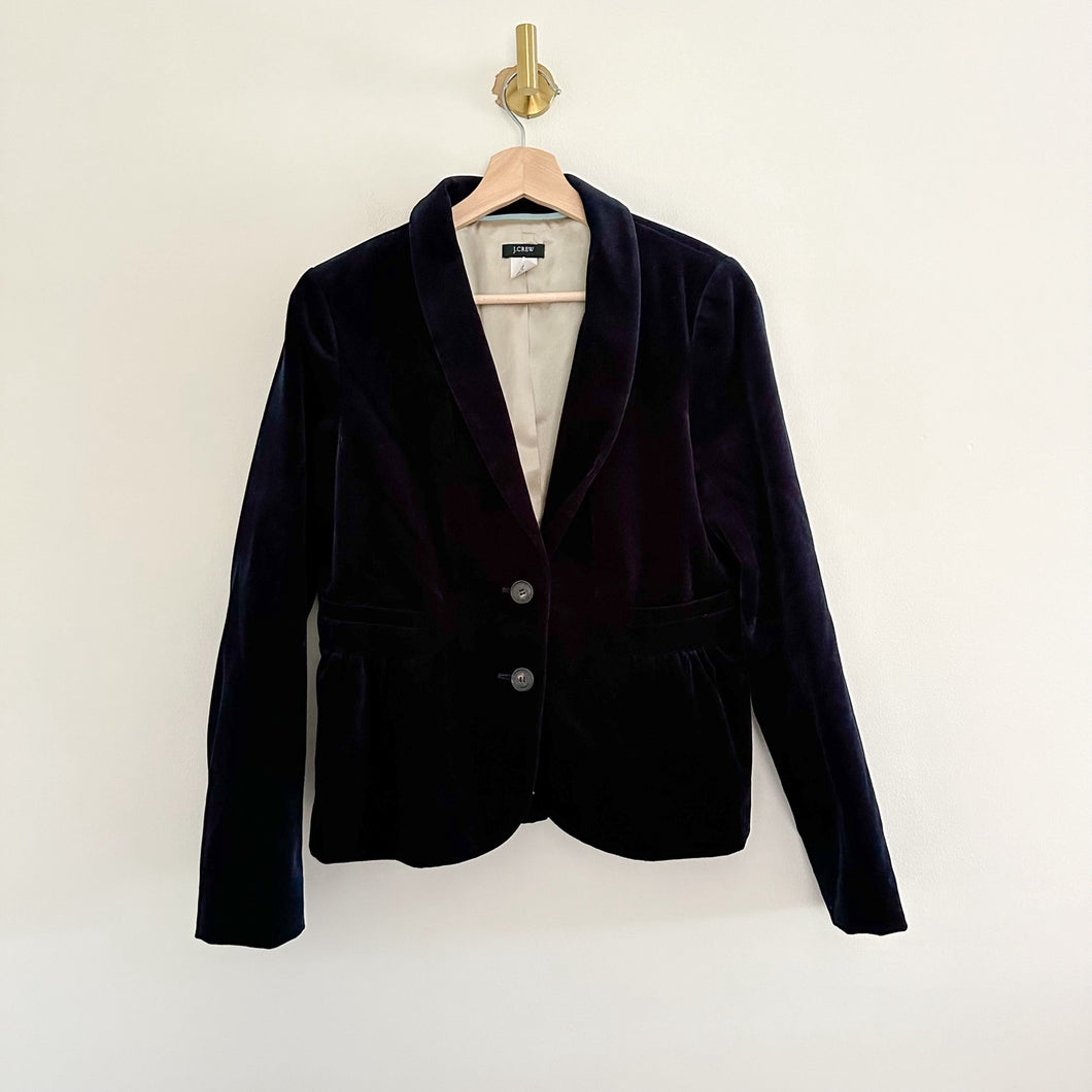 J. Crew Eden Velvet Single-Breasted Lined Blazer Black 8