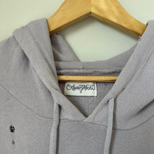 Load image into Gallery viewer, Lauren Moshi Lip Diamond Embellished Distressed Hoodie Sweatshirt Purple L
