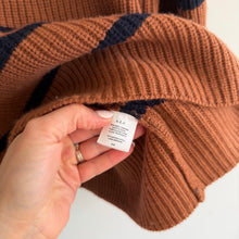 Load image into Gallery viewer, A.L.C Louise Striped Merino Wool Mock Neck Pullover Sweater Brown M
