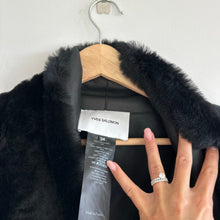 Load image into Gallery viewer, Yves Salomon Draped Lacon Lamb Leather Open Jacket Black 34 NWT
