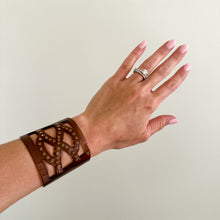 Load image into Gallery viewer, Wide Cuff Rhinestone Bangle Bracelet Brown
