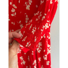 Load image into Gallery viewer, RIXO Zadie Floral Pattern Puff Sleeve Midi Dress Red White 10
