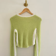 Load image into Gallery viewer, For Love And Lemons Alanis Stripe Crop Pullover Sweater Lime Green S
