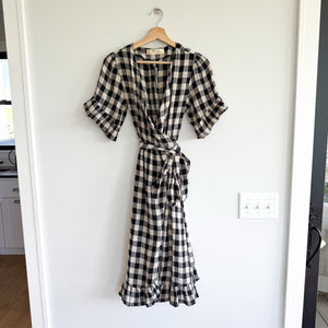 Isabella Sinclair By Anthropologie Wrap Mildred Gingham Midi Dress S NWT