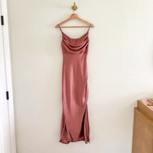 Load image into Gallery viewer, Revelry Skye Satin Cowl Neck Sleeveless Front Slit Maxi Dress 0
