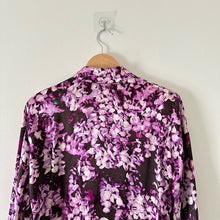 Load image into Gallery viewer, Escada by Neiman Marcus Silk Floral Long Sleeve Button Up Shirt Purple 34
