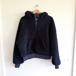 Alo Yoga Streetside 1/2 Zip Sherpa Fleece Pullover Hoodie Sweatshirt Navy L