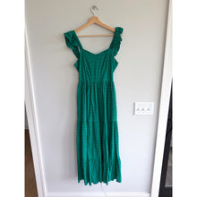 Load image into Gallery viewer, The Drop Tulsi Floral Eyelet Sleeveless Tie Back Dress Ultra Marine Green S NWT
