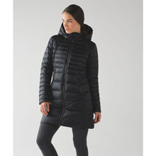 Load image into Gallery viewer, Lululemon Brave The Cold Zip Up Hooded Mid-Length Puffer Jacket Black 8
