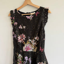 Load image into Gallery viewer, Anthropologie Eri + Ali Neveah Floral Lace Fit &amp; Flare Ruffle Dress Black 10 NWT
