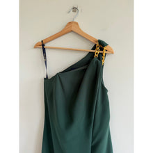 Load image into Gallery viewer, Shoshanna Margo Hunter Midnight Crepe Front Slit Maxi Dress Green 4
