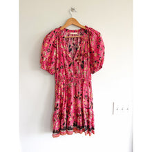 Load image into Gallery viewer, Ulla Johnson Sanna Floral Print Split Neck Mini Dress Pink 6
