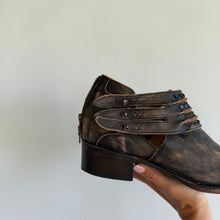 Load image into Gallery viewer, Freebird by Steven Slay Distressed Leather Harness Ankle Boots Brown 10
