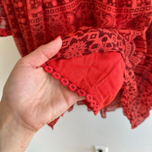 Load image into Gallery viewer, Anthropologie Maeve Canna Semi-Sheer V-Neck Mini Swing Dress Red 0
