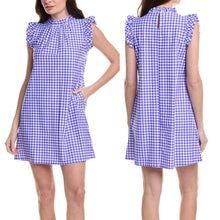Load image into Gallery viewer, Jude Connally Shari Swing Gingham Print Sleeveless Mini Dress Purple L NWT
