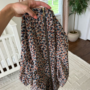 Whistles Silk Blend Terracotta Geometric Print Ruched Dress 4