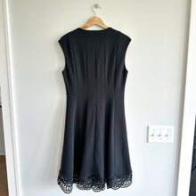 Load image into Gallery viewer, Elie Tahari Heidi Eyelet Hem 1/4 Zip Sleeveless Dress Black 10
