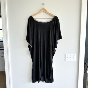 Elsa Esturgie Linen Lightweight Wide Neck Dolman Sleeve Dress Black 42