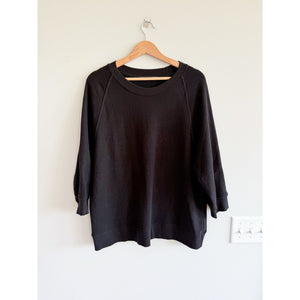 Jenni Kayne 3/4 Sleeve Round Neck Pullover Sweatshirt Black XL