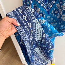 Load image into Gallery viewer, Johnny Was Drawstring Tank Linen Floral Patchwork Midi Tank Dress Blue M

