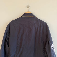 Load image into Gallery viewer, J. Hilburn Highlander Light Puffer Leather Collar Jacket Navy 2XL
