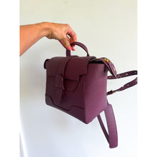 Load image into Gallery viewer, Senvere Mini Maestra Pebbled Leather Convertible Handbag Backpack Plum
