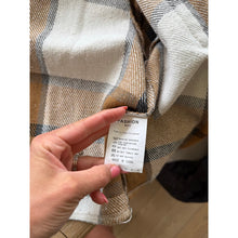 Load image into Gallery viewer, Plaid Flap Pockets Collared Button Front Shacket Brown Cream S

