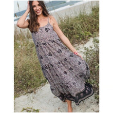 Load image into Gallery viewer, Natural Life Floral Print Sleeveless Tiered Maxi Dress Black XS NWT
