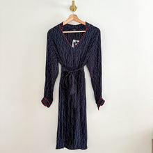 Load image into Gallery viewer, OTTOD&#39;AME Patterned Long Sleeve V-Neck Midi Dress Navy 6
