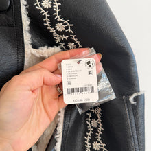 Load image into Gallery viewer, Free People Travelers Faux Leather Embroidered Sleeveless Vest Black M
