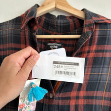 Load image into Gallery viewer, Johnny Was Artemis Velvet Embroidered Back Plaid Button Up Shirt Black Red S NWT
