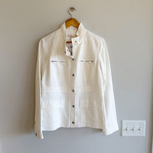 Load image into Gallery viewer, Nordstrom Collection Linen Blend Snap Front Utility Jacket White M NWT
