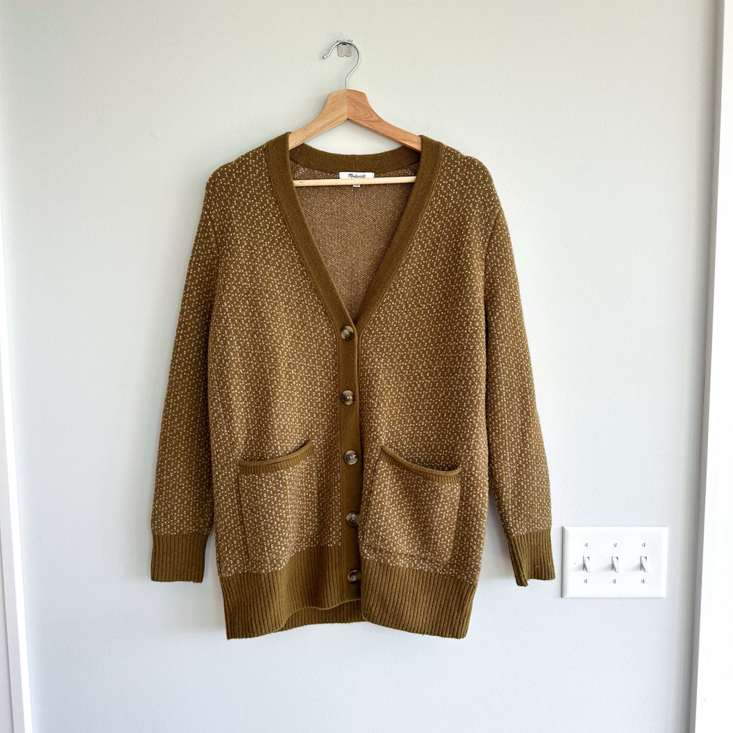 Madewell Bird's Eye Maysfield Cardigan Sweater in Coziest Yarn XXS