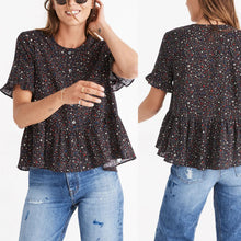 Load image into Gallery viewer, Madewell Studio Ruffle-Hem Top in Starry Night

