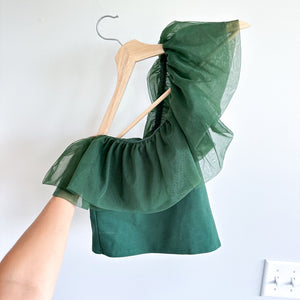 Anthropologie Sunday in Brooklyn One Ruffle Off Shoulder Crop Top Green M