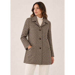 Ralph Lauren Collection Purple Label Wool Cashmere Blend Check Print Coat Brown $3998