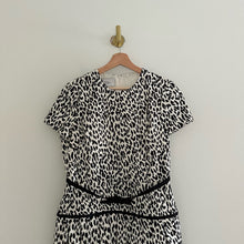 Load image into Gallery viewer, VALENTINO Silk Blend Animal Print Pleated Dress Black/White 10
