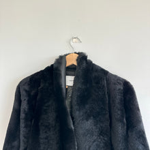 Load image into Gallery viewer, Yves Salomon Draped Lacon Lamb Leather Open Jacket Black 34 NWT
