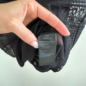 AllSaints Charlton Mesh Lace Short Sleeve Mini Shift Dress Black 4