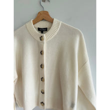 Load image into Gallery viewer, Archer Nina Cashmere Crew Neck Button Front Cardigan Cream M NWT
