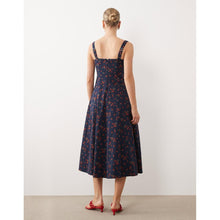 Load image into Gallery viewer, Abercrombie &amp; Fitch Strawberry Print Sleeveless Midi Dress Blue M Tall NWT
