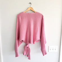 Load image into Gallery viewer, Zara Knit V-Neck Long Sleeve Tie Waist Wrap Cropped Cardigan Pink M
