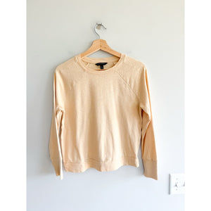 Banana Republic Crew Neck Pullover Long Sleeve T-Shirt Cream S Petite