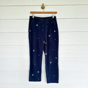 Madewell Airyterry Floral Embroidered High Waist Tapered Sweatpants Blue S