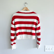 Load image into Gallery viewer, Express Knit Cropped Striped Sweater Red White XS
