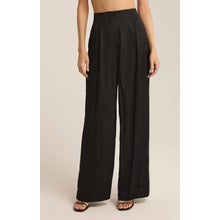 Load image into Gallery viewer, Z Supply Lisse Pleated Satin High Rise Wide Leg Pants Black L
