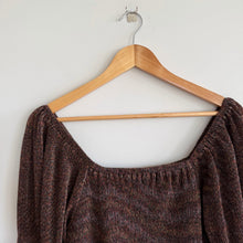 Load image into Gallery viewer, Anthropologie Bishop Smocked Metallic Shimmer Bell Sleeve Cropped Blouse Brown M
