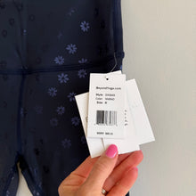Load image into Gallery viewer, Beyond Yoga Daisy Shiny High Waisted Double Layered Midi Leggings Blue M NWT

