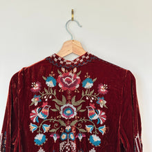 Load image into Gallery viewer, Johnny Was Velvet Embroidered Open Cardigan M Rust
