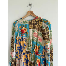 Load image into Gallery viewer, Anthropologie Somerset Floral Patchwork Long Sleeve Chiffon Maxi Dress Blue M
